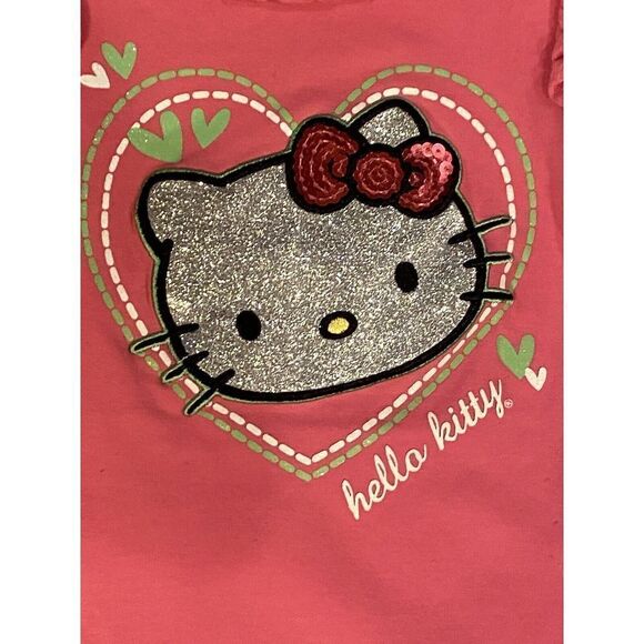 HELLO KITTY Hot Pink & Silver SPARKLY TANK TOP SIZE 4T Girls - Picture 2 of 5